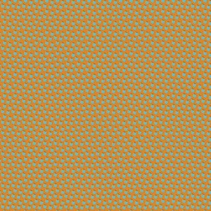 May include: An orange background is covered with a repeating pattern of small, stylized blue hearts with a small brown accent. The hearts are evenly spaced, creating a consistent and visually appealing design.