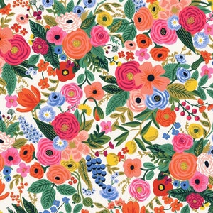Wildwood by Rifle Paper Co for Cotton and Steel PETITE Garden Party in Cream - Fabric Sold by Half Yard Increments, Cut Continuously