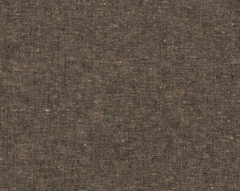 Robert Kaufman Essex Yarn Dyed in Espresso E064-1136 - Cotton Linen Fabric Sold by Half Yard Increments, Cut Continuously