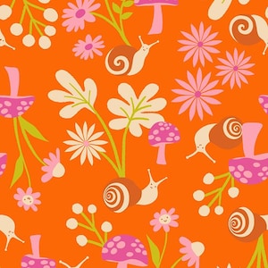 In Stock! Ruby Star Society Animal Animal Snail Garden in Goldfish RS5163 11 - Fabric Priced by the Half Yard, Cut in One Continuous Piece