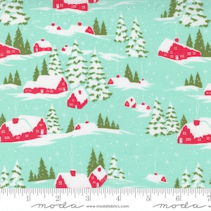 46” BOLT END - Please Read Description Before Purchasing - Merry Little Christmas Aqua Snowed In 55240 16 by Bonnie & Camille for Moda