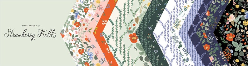 Fabric Sold by Half Yard Increments and Cut Continuously Rifle Paper Co for Cotton and Steel Strawberry Fields in Ivory Primrose