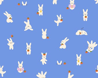 In Stock! Ruby Star Society Persimmon Bun E’s & Simmy in Lindley Blue RS1118 16 - Fabric Sold by Half Yard Increments, Cut Continuously