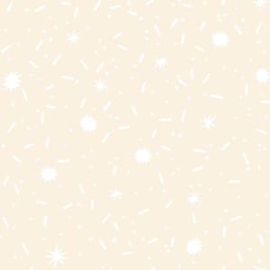 May include: A seamless pattern featuring a light beige background with scattered white starbursts, small dots, and elongated shapes. The design creates a whimsical and festive aesthetic, suitable for various applications.