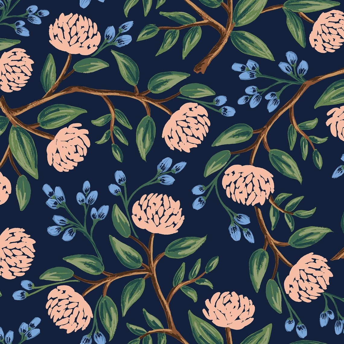 Wildwood by Rifle Paper Co for Cotton and Steel Navy Blue Etsy