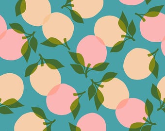In Stock! Ruby Star Juicy Tumbling Fruit in Dark Turquoise by Melody Miller RS0088 15 - Sold by Half Yard Increments, Cut Continuously