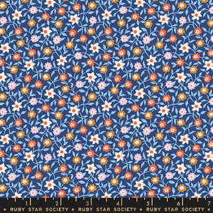 In Stock!  Lil Creeping Vine Calico in Bluebell by Kimberly Kight for Ruby Star RS3055 15 - Sold by Half Yard Increments, Cut Continuously
