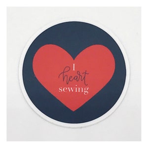 I Heart Sewing Vinyl Sticker - Perfect for your favorite quilting gear, laptop, water bottle, and more.