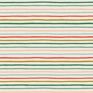 Holiday Classics Festive Stripe in Multi Metallic by Rifle Paper Co - Cotton Christmas Fabric Sold by Half Yard Increments, Cut Continuously
