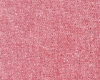 Robert Kaufman Essex Yarn Dyed in Red E064-1308 - Cotton Linen Fabric Sold by Half Yard Increments, Cut Continuously