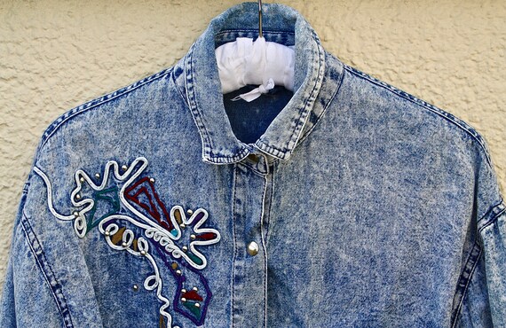 Vintage - Katja - Oversized Jeanshemd SIZE M mit A