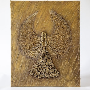 Original 3D Relief Painting on Canvas, Texture Acrylic Angel Painting, Angel Wings, Relief Embossed Angel Acrylic Painting created by me..
