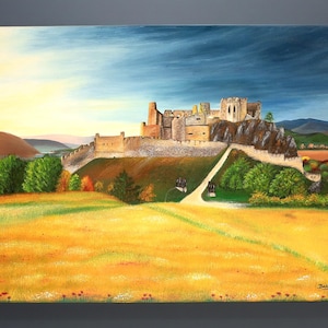 Original Beckov Castle Oil Painting | Slovak Landscape Art | Historic Castle Wall Art | Hand-Painted Medieval Decor | European Folk Art