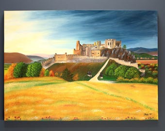 Original Beckov Castle Oil Painting | Slovak Landscape Art | Historic Castle Wall Art | Hand-Painted Medieval Decor | European Folk Art