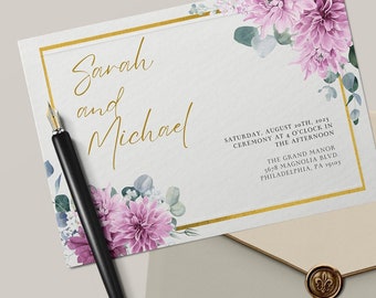 Modèle d'invitation de mariage élégant de 7 x 5 pouces