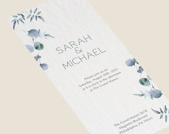 Elegant 4x9.25 Inches Wedding Invitation Template