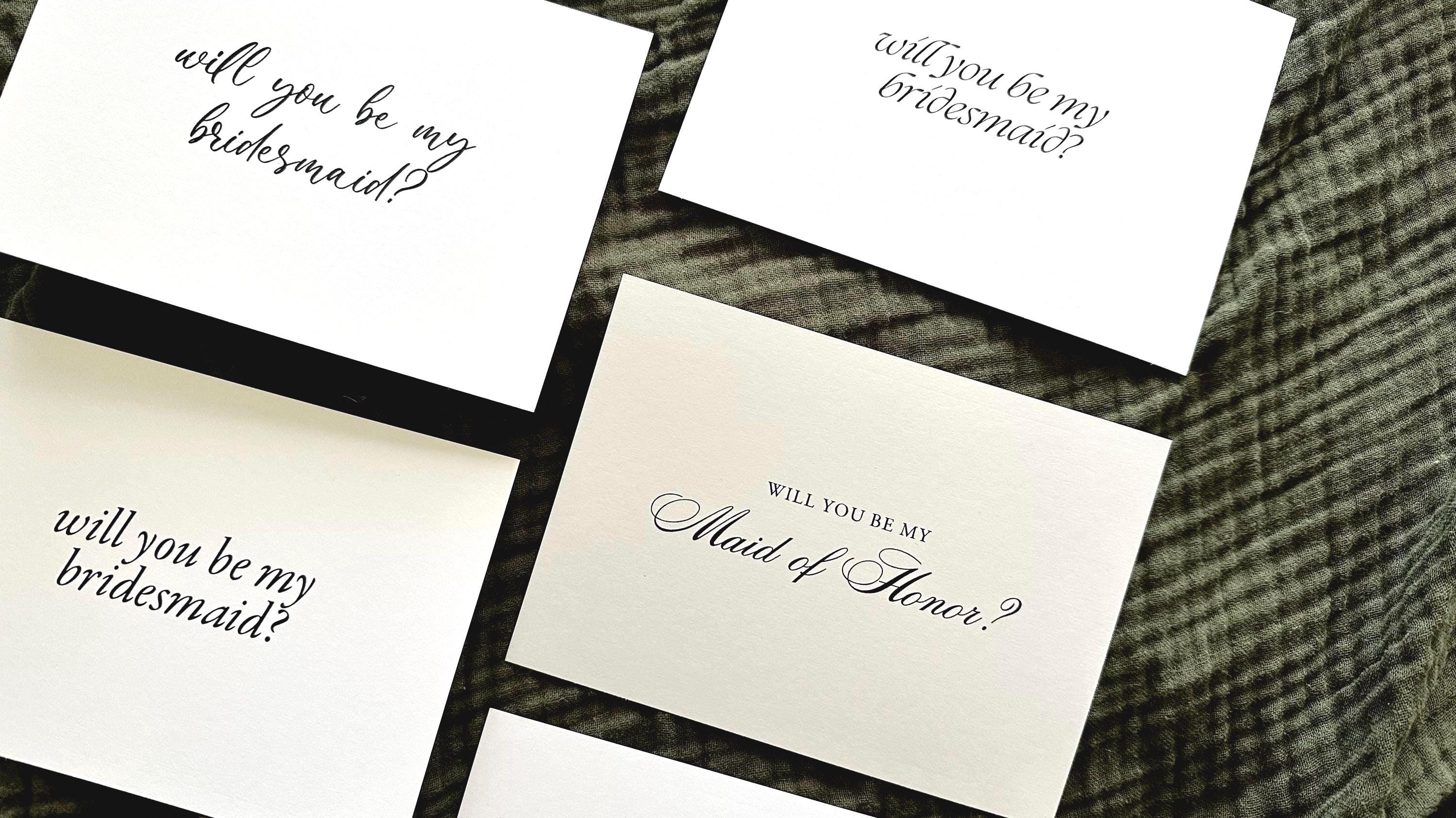 Bridesmaid Proposal 7x5 Cardstock PRINT | Old Money, Quirky,Minimal or Elegant theme