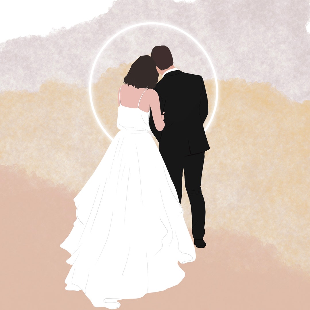Wedded Unique Custom Couples Newly Weds Portrait | Wedding Anniversary Gift ...