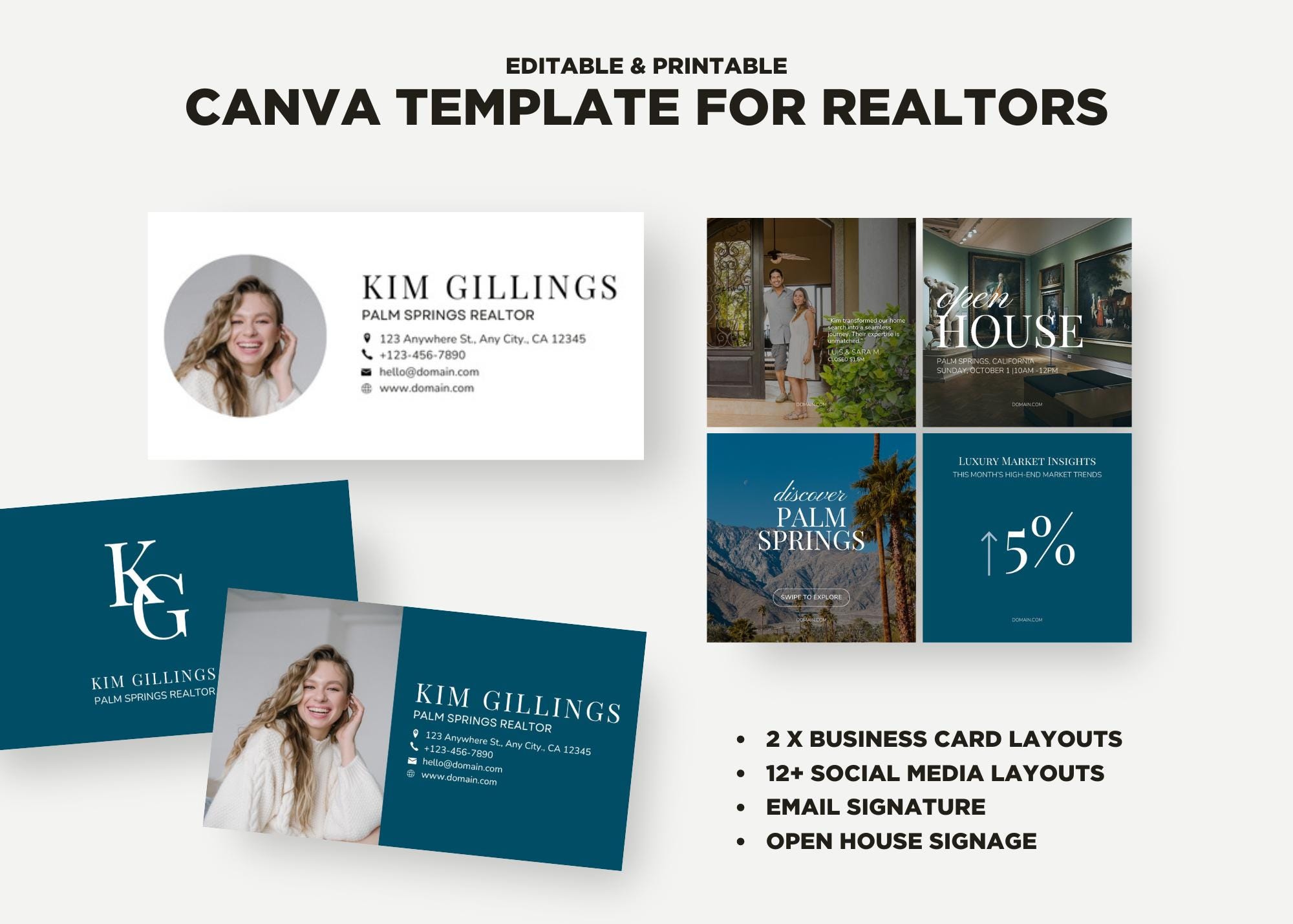 Luxury Real Estate Agent Branding Kit - Editable Canva Templates - Etsy