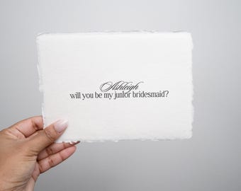 Custom Bridesmaid Proposal Card, Cotton Deckled Edge Print