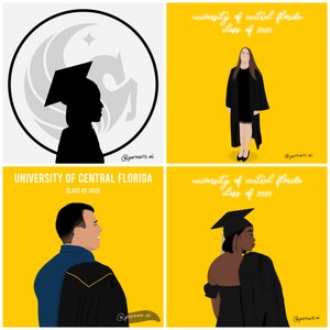 UCF Custom Graduation Portrait illustration High School Graduation University College Graduation image 2