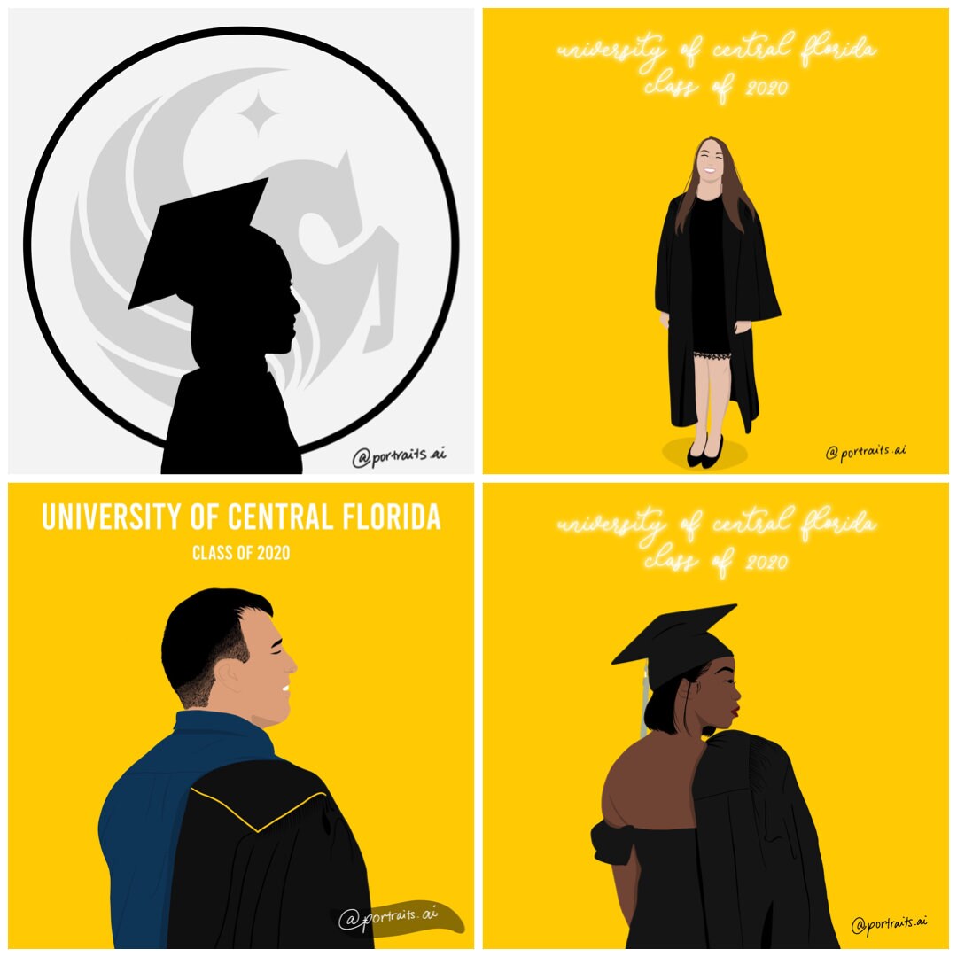 UCF Custom Graduation Portrait Illustration High School Etsy