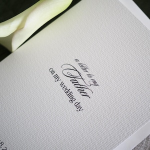 Une lettre personnalisée à mon père ou à ma mère le jour de mon mariage - carte souvenir en coton 5 x 7 impression avec enveloppe | Jour du mariage