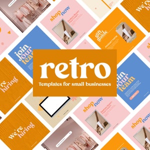 Retro Themed Adobe Express Social Media Templates for Small Businesses