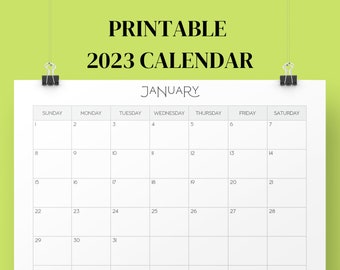 Simple 2023 Printable Digital Calendar - Minimalist Style