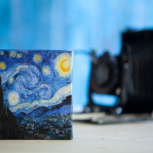 Vincent Willem Van Gogh Starry Night Small Canvas Prints, Print on Tiny Canvas, mini canvas 4&quot; x 4&quot; (10cm x 10cm) print