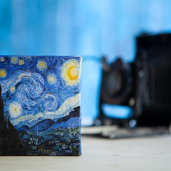Vincent Willem Van Gogh Starry Night Small Canvas Prints, Print on Tiny Canvas, mini toile 4 » x 4 » (10cm x 10cm) print
