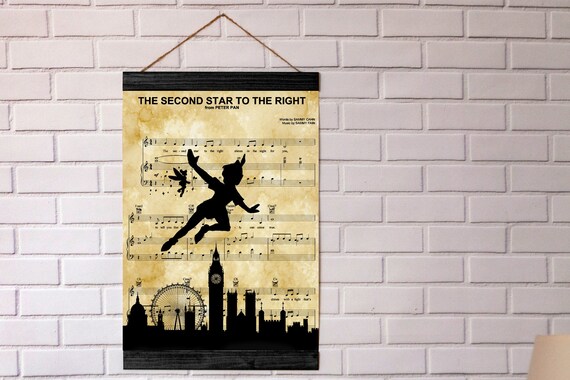 Peter Pan Silhouette the Second Star on the Right Sheet Music | Etsy