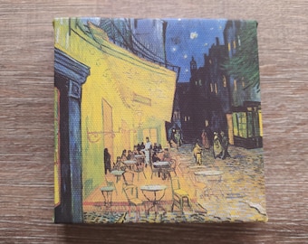 The Cafe Terrace on the Place du Forum by Vincent van Gogh Café Terrace at Night , Mini Canvas 4" x 4" (10cm x 10cm) Print