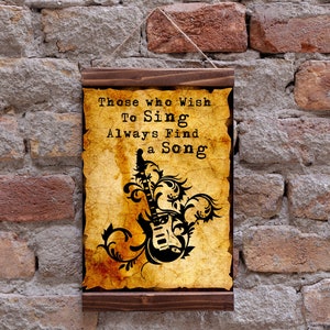 "Musik Zitat "Those who wish to Sing also immer finden einen Song"" ausgefallene E-Gitarre Musik-Liebhaber Geschenk Studio Dekor."