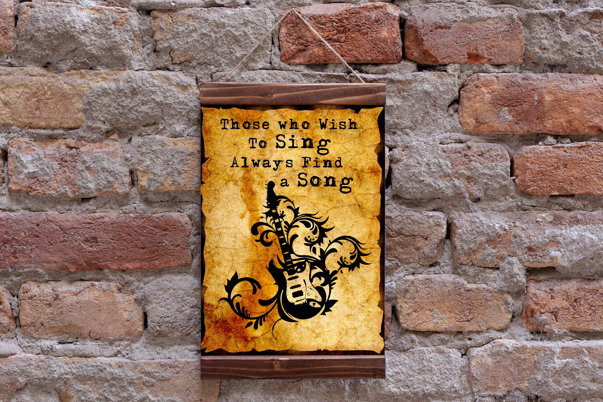 Citazione musicale Coloro che desiderano cantare trovano sempre una canzone Chitarra elettrica di lusso Regalo per gli amanti della musica Stampa su tela da studio Decorazione da studio - Italia