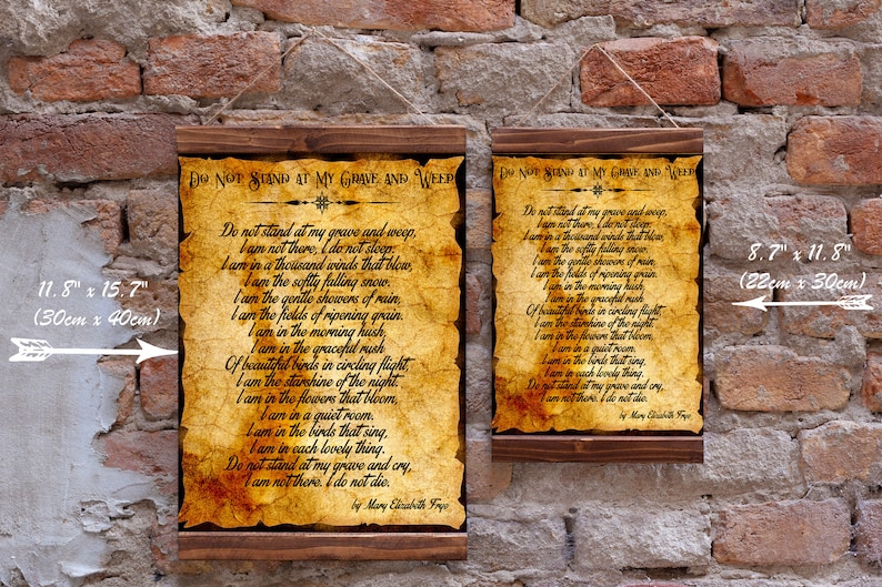 Do Not Stand at My Grave and Weep Poem by Mary Elizabeth Frye Etsy
