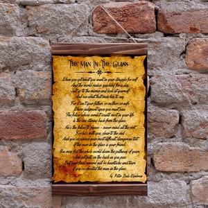 The Man In The Glass by Dale Wimbrow Poem Wall Art The Guy In The Glass Wood Framed Canvas Print , Literature Print