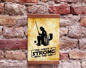 Darth Vader Star Wars Funny Toilet Bathroom Wood Framed Canvas Print The Force Is Strong With This One