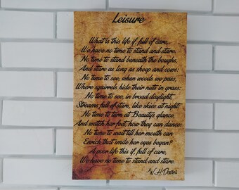 Leisure Poem Print, W. H. Davies Poem, Gallery Wrapped Canvas