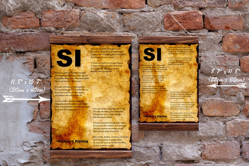 Stampa Poesia Rudyard Kipling “Se” In Francese – Poster Giclée A2 (42x59,4 Cm), Carta Premium 300g, Lavagna Nera