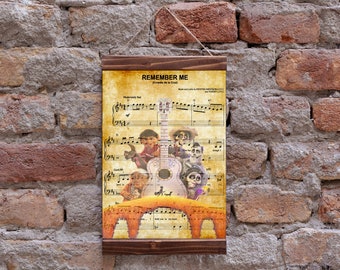 Coco Remember Me Stampa artistica per spartiti, Stampa su tela con cornice in legno