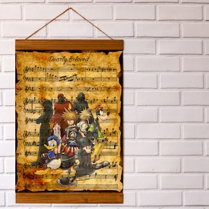 Kingdom Hearts Dearly Beloved Noten Kunstdruck, Holz gerahmter Leinwanddruck