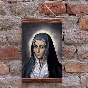 Jungfru Maria av El Greco 1585 Konstmuseet Strasbourg Frankrike, romersk-katolsk kristen ikon, Jesu moder Träinramad canvastavla
