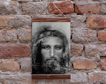 Real Face Of Jesus Christ Shroud Of Turin Picture Christian Catholic Religion Wood Framed Canvas Print