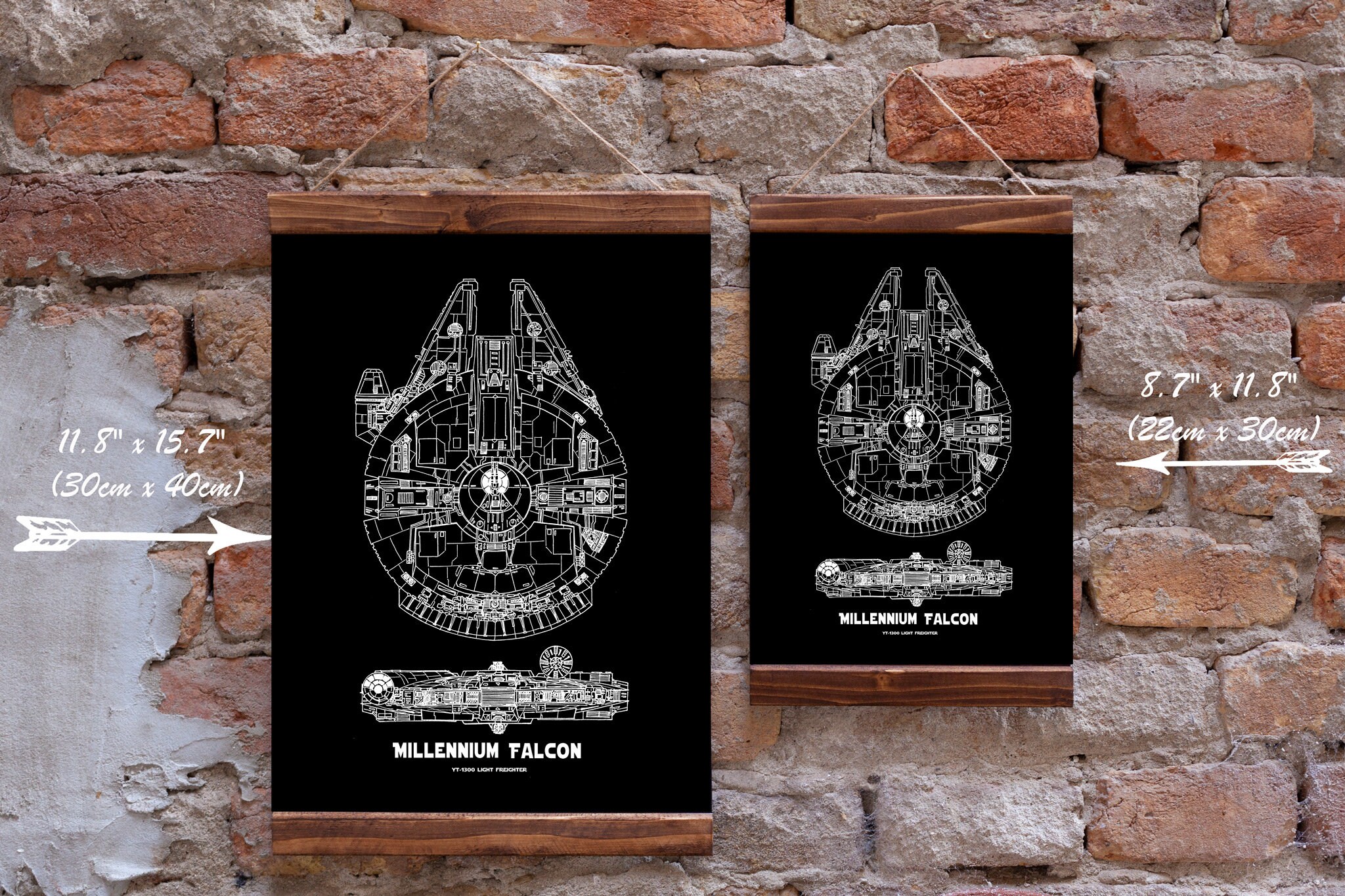 Millennium Falcon Patent Blueprint Star Wars Rogue One Wood Framed ...