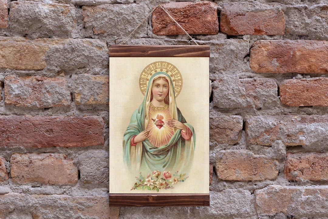 Sacred Heart of the Holy Mary Based on a Vintage French Holy Card ...