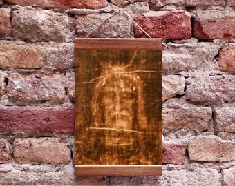 Shroud of Turin Face of Jesus The Holy Linen Wood Framed Canvas Print, Perfect Christian Gift