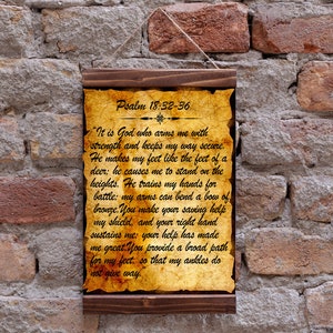 Psalm 18:23-36 Psalm Citaat Bijbel Decor Bijbel Wall Art Psalm Geschenk voor Christelijke Posters Christelijke Prints Schrift Hout Ingelijst Canvas Print