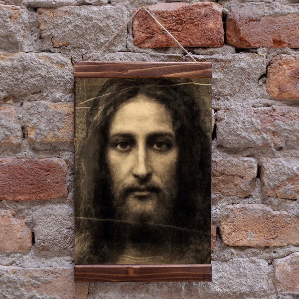 Impression sur toile encadrée en bois avec visage de Jésus-Christ, cadeau parfait