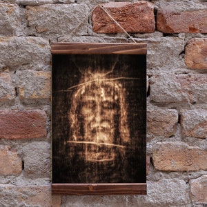 Sudário de Turim Rosto de Jesus O Santo Linho Impressão em tela com moldura de madeira, presente cristão perfeito